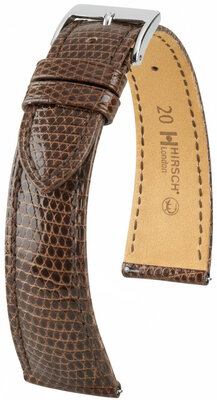 bracelet en cuir Hirsch London L 04266010-2, marron, cuir de lézard, longueur L, Quick Release