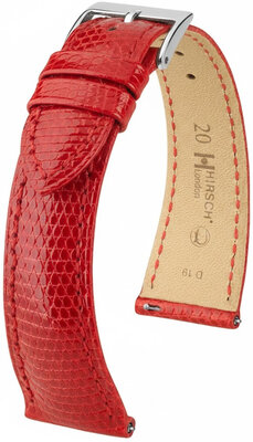 bracelet en cuir Hirsch London L 04266020-2, rouge, peau de lézard, longueur L, Quick Release