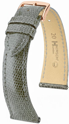 bracelet en cuir Hirsch London L 04266030-7, gris, cuir de lézard, longueur L, Quick Release