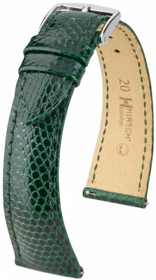 bracelet en cuir Hirsch London L 04266040-2, vert, cuir de lézard, longueur L, Quick Release