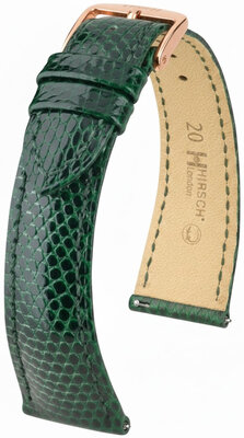 bracelet en cuir Hirsch London L 04266040-7, vert, cuir de lézard, longueur L, Quick Release