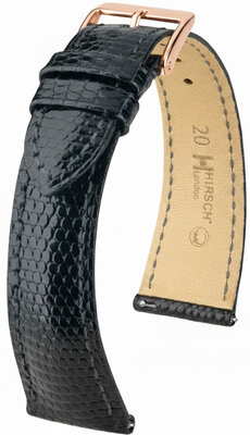Bracelet en cuir Hirsch London L 04266050-7, noir, peau de lézard, longueur L, Quick Release