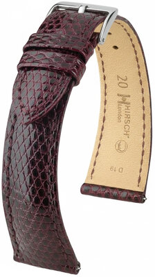 bracelet en cuir Hirsch London L 04266060-2, rouge, cuir de lézard, longueur L, Quick Release