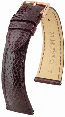 bracelet en cuir Hirsch London L 04266060-7, rouge, cuir de lézard, longueur L, Quick Release