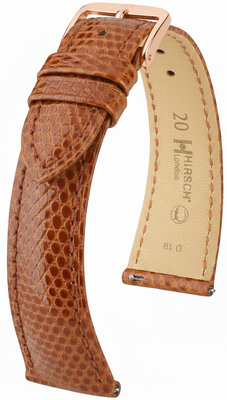 bracelet en cuir Hirsch London L 04266070-7, marron, cuir de lézard, longueur L, Quick Release