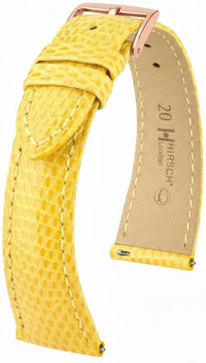 bracelet en cuir Hirsch London L 04266072-7, jaune, cuir de lézard, longueur L, Quick Release