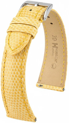 bracelet en cuir Hirsch London L 04266073-2, jaune, cuir de lézard, longueur L, Quick Release