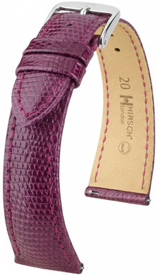 bracelet en cuir Hirsch London L 04266087-2, violet, cuir de lézard, longueur L, Quick Release
