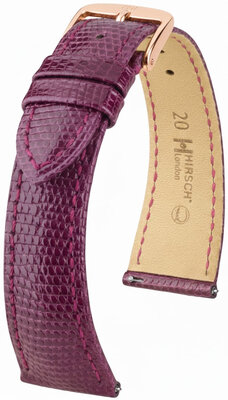 bracelet en cuir Hirsch London L 04266087-7, violet, cuir de lézard, longueur L, Quick Release