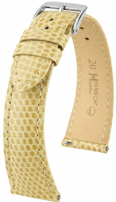 Bracelet en cuir Hirsch London L 04266090-2, beige, peau de lézard, longueur L, Quick Release