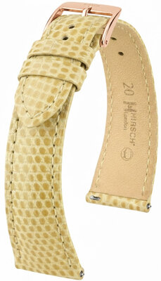 Bracelet en cuir Hirsch London L 04266090-7, beige, peau de lézard, longueur L, Quick Release