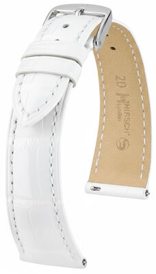Bracelet en cuir Hirsch London L 04307000-2, blanc, cuir d'alligator, longueur L, Quick Release