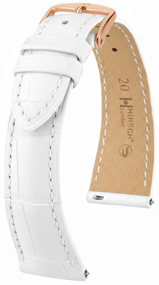 Bracelet en cuir Hirsch London L 04307009-7, blanc, cuir d'alligator, longueur L, Quick Release