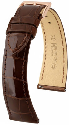 bracelet en cuir Hirsch London L 04307010-7, marron, peau d'alligator, longueur L, Quick Release