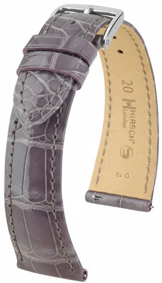 bracelet en cuir Hirsch London L 04307012-2, violet, peau d'alligator, longueur L, Quick Release