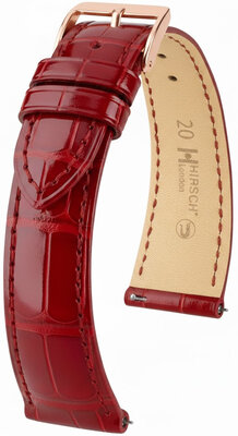 bracelet en cuir Hirsch London L 04307020-7, rouge, cuir d'alligator, longueur L, Quick Release