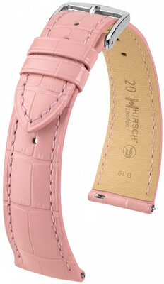 bracelet en cuir Hirsch London L 04307022-2, rose, cuir d'alligator, longueur L, Quick Release