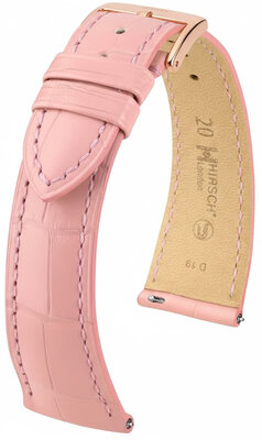 bracelet en cuir Hirsch London L 04307022-7, rose, cuir d'alligator, longueur L, Quick Release