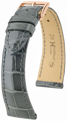bracelet en cuir Hirsch London L 04307030-7, gris, cuir d'alligator, longueur L, Quick Release
