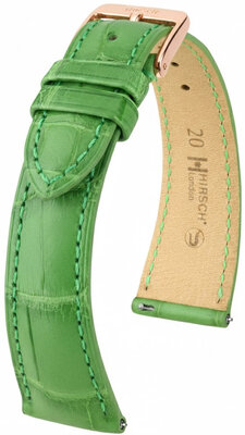 bracelet en cuir Hirsch London L 04307042-7, vert, cuir d'alligator, longueur L, Quick Release