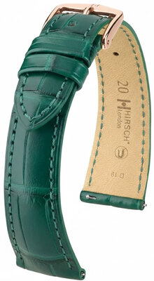 Bracelet en cuir Hirsch London L 04307049-7, vert, cuir d'alligator, longueur L, Quick Release