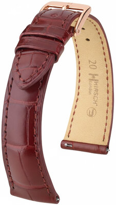 bracelet en cuir Hirsch London L 04307069-7, rouge, peau d'alligator, longueur L, Quick Release