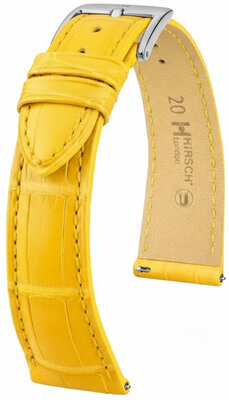 bracelet en cuir Hirsch London L 04307072-2, jaune, cuir d'alligator, longueur L, Quick Release