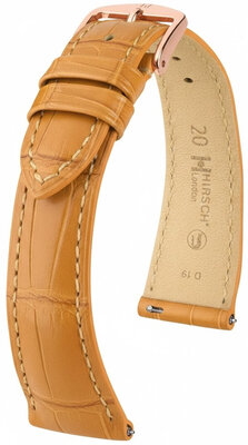 bracelet en cuir Hirsch London L 04307075-7, marron, cuir d'alligator, longueur L, Quick Release