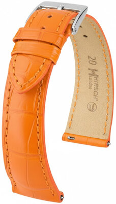 bracelet en cuir Hirsch London L 04307076-2, orange, cuir d'alligator, longueur L, Quick Release
