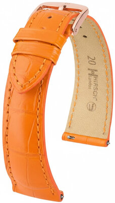 Bracelet en cuir Hirsch London L 04307076-7, orange, cuir d'alligator, longueur L, Quick Release