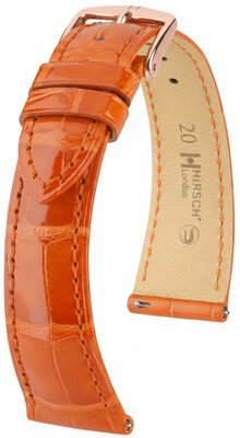 bracelet en cuir Hirsch London L 04307077-7, orange, cuir d'alligator, longueur L, Quick Release
