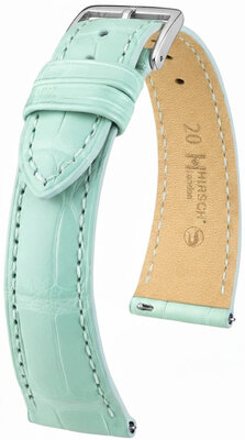 bracelet en cuir Hirsch London L 04307081-2, bleu, cuir d'alligator, longueur L, Quick Release