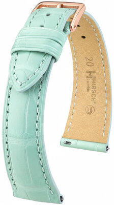 bracelet en cuir Hirsch London L 04307081-7, bleu, cuir d'alligator, longueur L, Quick Release