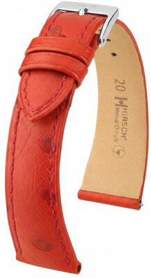 Bracelet en cuir Hirsch Massai Ostrich 04262120-2, rouge, peau d'autruche, Quick Release