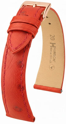 Bracelet en cuir Hirsch Massai Ostrich 04262120-7, rouge, peau d'autruche, Quick Release