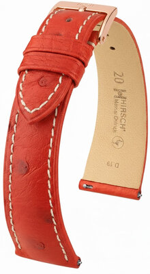 Bracelet en cuir Hirsch Massai Ostrich 04262121-7, rouge, peau d'autruche, Quick Release