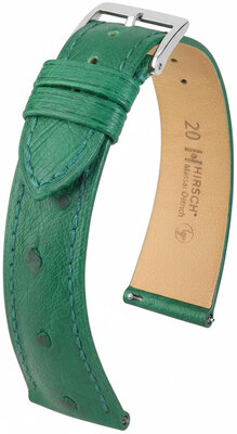 Bracelet en cuir Hirsch Massai Ostrich 04262140-2, vert, peau d'autruche, Quick Release