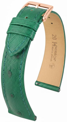 Bracelet en cuir Hirsch Massai Ostrich 04262140-7, vert, peau d'autruche, Quick Release