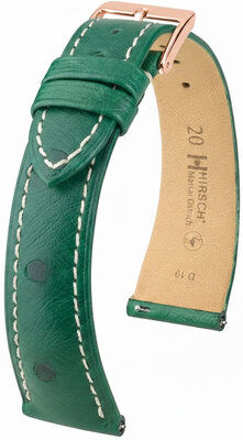 Bracelet en cuir Hirsch Massai Ostrich 04262141-7, vert, peau d'autruche, Quick Release