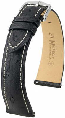 Bracelet en cuir Hirsch Massai Ostrich 04262151-2, noir, peau d'autruche, Quick Release