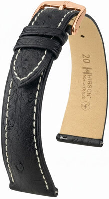 Bracelet en cuir Hirsch Massai Ostrich 04262151-7, noir, peau d'autruche, Quick Release