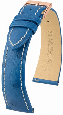 bracelet en cuir Hirsch Massai Ostrich 04262184-7, bleu, cuir d'autruche, Quick Release