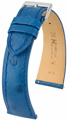 Bracelet en cuir Hirsch Massai Ostrich 04262185-2, bleu, peau d'autruche, Quick Release