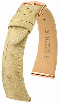 Bracelet en cuir Hirsch Massai Ostrich 04262190-7, beige, peau d'autruche, Quick Release