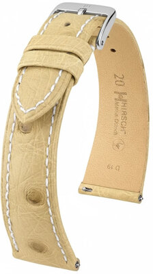 Bracelet en cuir Hirsch Massai Ostrich 04262191-2, beige, peau d'autruche, Quick Release