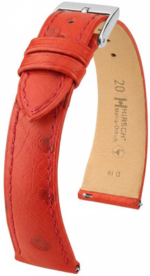bracelet en cuir Hirsch Massai Ostrich L 04262020-2, rouge, cuir d'autruche, longueur L, Quick Release
