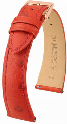 bracelet en cuir Hirsch Massai Ostrich L 04262020-7, rouge, peau d'autruche, longueur L, Quick Release
