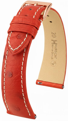 Bracelet en cuir Hirsch Massai Ostrich L 04262021-7, rouge, cuir d'autruche, longueur L, Quick Release