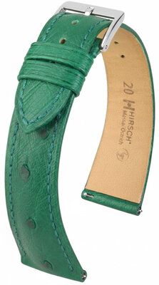 Bracelet en cuir Hirsch Massai Ostrich L 04262040-2, vert, cuir d'autruche, longueur L, Quick Release
