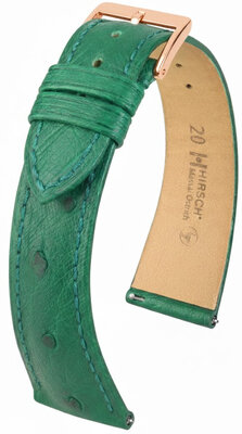 bracelet en cuir Hirsch Massai Ostrich L 04262040-7, vert, cuir d'autruche, longueur L, Quick Release